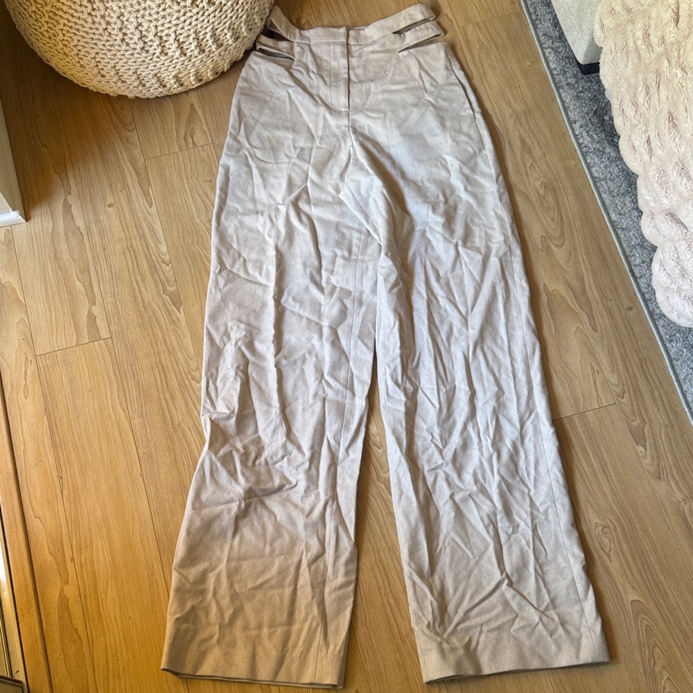 nisse Wide Leg Wool Tan Pants for Women